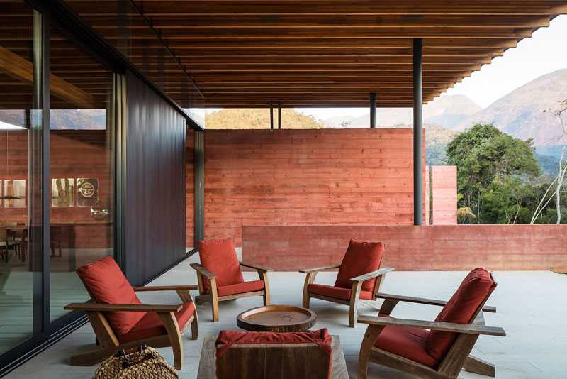 A floating roof provides this outdoor living area with more light