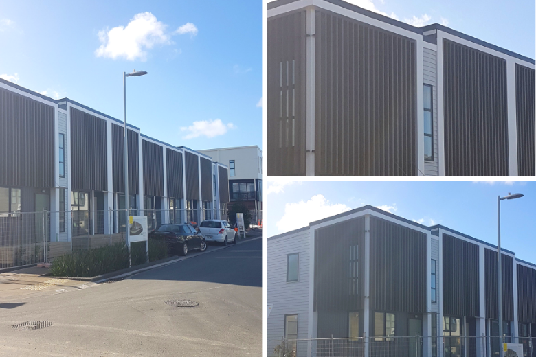 Buckley development terraced houses with fixed louvre blades