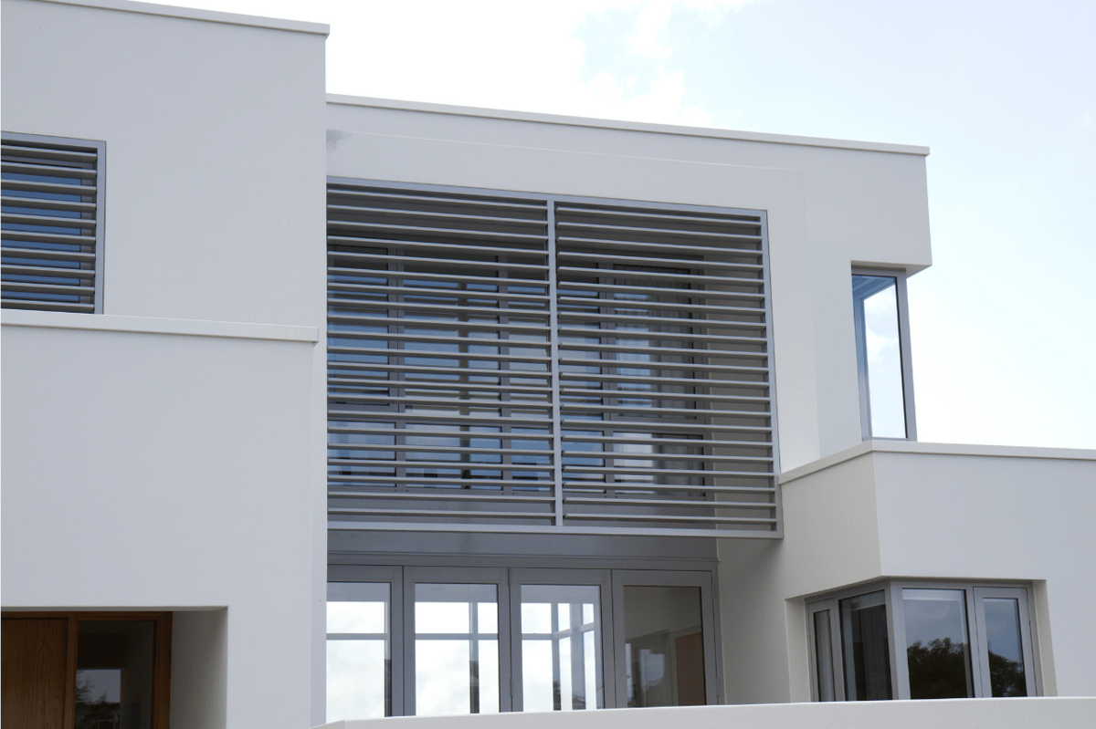 Motorised shutters on the exterior of windows