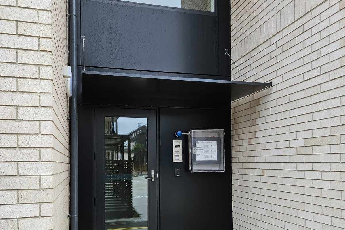 Aluminium entrance canopies in Cadman Ave by Aurae