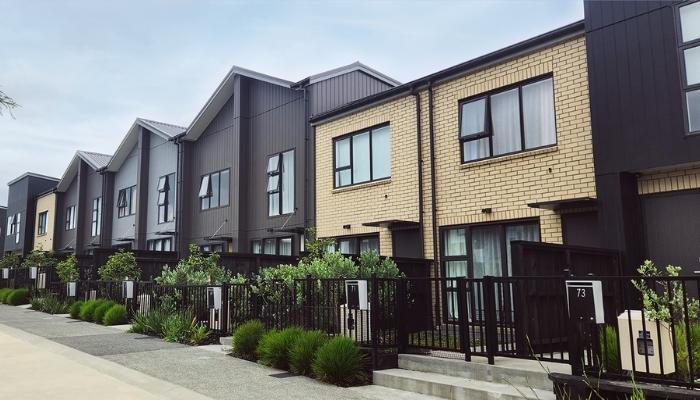 Townhouse development with Aurae entrance canopies