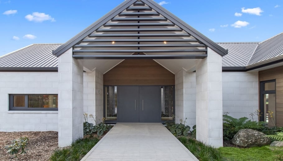 Fixed louvres above an entranceway