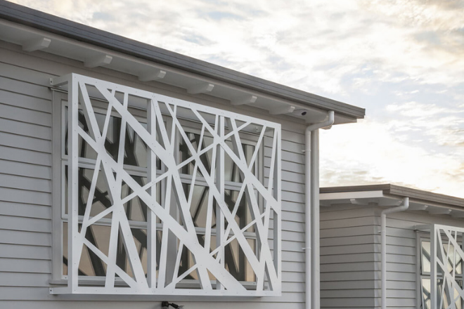 Custom louvre facade on Auckland houses