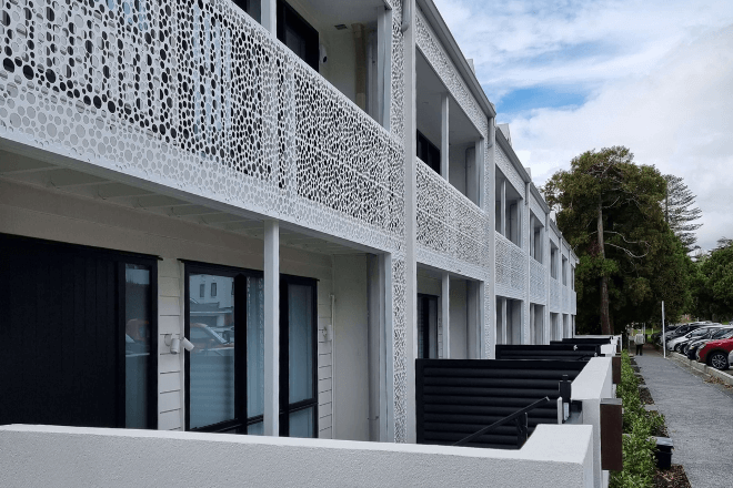 Perforated screens for Auckland housing development