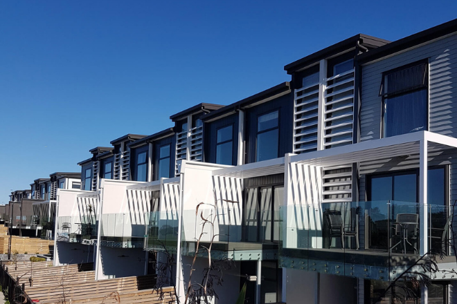 Unique design elements and louvres on town houses